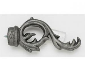 Leaf Scroll Finial With Plug - 011 - Antique Pewter